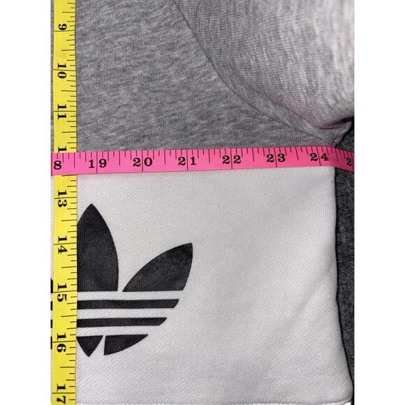 Adidas Sweatshirt Adult XL Gray Black Trefoil Logo Fleece Crewneck Streetwear - Picture 10 of 11
